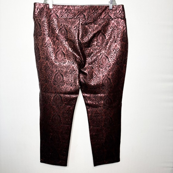 Soft Surroundings Rose Metallic Pants Size 2X Damask Jacquard Stretch Party - Picture 6 of 9